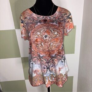 Cato Orange and White Short Sleeve Tshirt